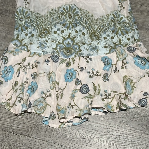Free People Dobby Dot Blue Green Floral Slip Dress - Picture 5 of 13